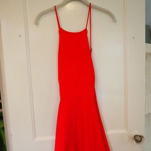 Red Scalloped Back Cocktail Dress